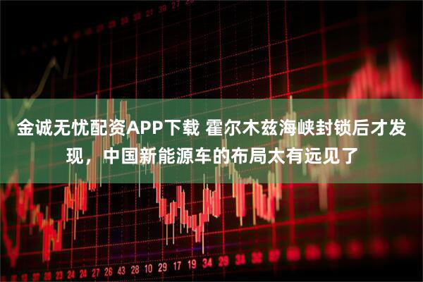 金诚无忧配资APP下载 霍尔木兹海峡封锁后才发现，中国新能源车的布局太有远见了